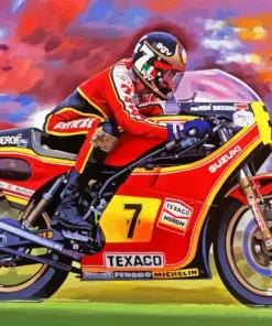 Barry Sheene Suzuki Motorcycle Diamond Painting