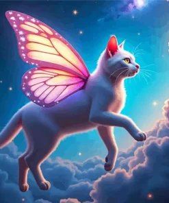 Butterfly Cat Flying Diamond Painting