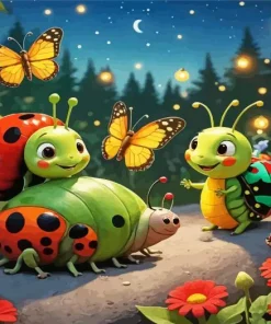 Cartoon Butterflies And Ladybugs Diamond Painting