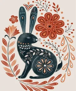 Folk Art Bunny Diamond Painting