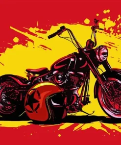 Illustration Chopper Motorcycle Diamond Painting