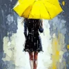 Lady With Yellow Umbrella Art Diamond Painting