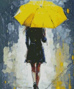Lady With Yellow Umbrella Art Diamond Painting