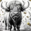 Little Black And White Buffalo Diamond Painting