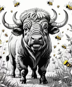 Little Black And White Buffalo Diamond Painting