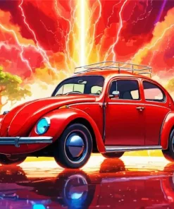 Red Bug Car Diamond Painting