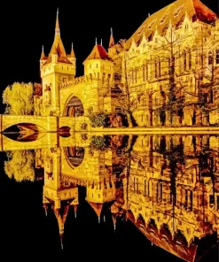 Vajdahunyad Castle At Night Diamond Painting
