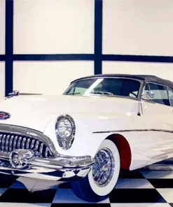 White Old 1953 Buick Skylark Car Diamond Painting