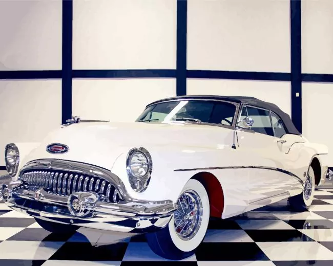 White Old 1953 buick skylark car Diamond By Numbers White Old 1953 Buick Skylark Car Diamond Painting