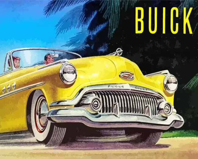 Yellow buick skylark Diamond By Numbers Yellow Buick Skylark Diamond Painting
