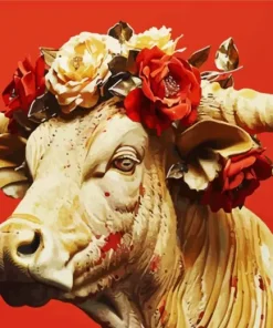 Bull With Flower Crown Diamond Painting
