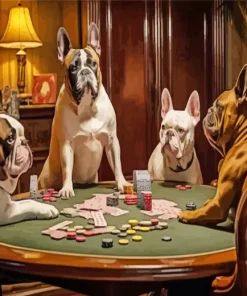 Bulldogs Playing Poker Diamond Painting