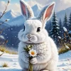 Bunny And Flower Diamond Painting