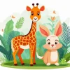 Bunny And Giraffe Diamond Painting