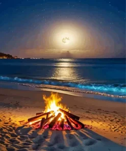 Burning Wood By The Sea Diamond Painting
