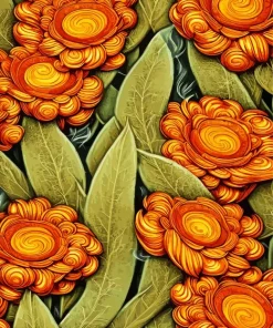 Burnt Orange Flowers Diamond Painting