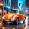Burnt Orange Vw Beetle Diamond Painting