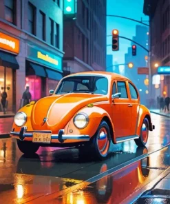 Burnt Orange Vw Beetle Diamond Painting