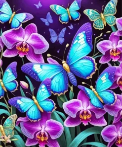 Butterflies And Orchids Diamond Painting
