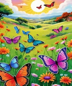 Butterflies Landscape Diamond Painting