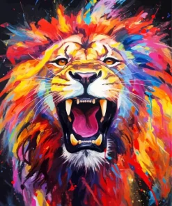 Colorful Furious Lion Diamond Painting