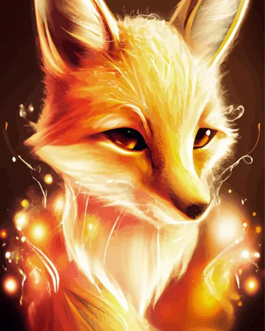 fox with lights Diamond By Numbers Fox With Lights Diamond Painting