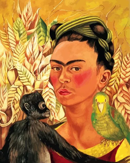 frida kahlo with parrot Diamond Paintings Frida Kahlo With Parrot Diamond Painting