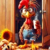 Funny Chicken Drinking Coffee Diamond Painting