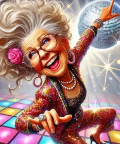 Funny Old Lady Dancing Diamond Painting