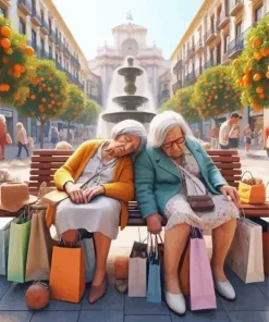 Funny Old Women Shopping Diamond Painting