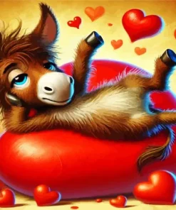Funny Romantic Donkey Art Diamond Painting
