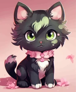 Kitten With Pink Bowtie Diamond Painting