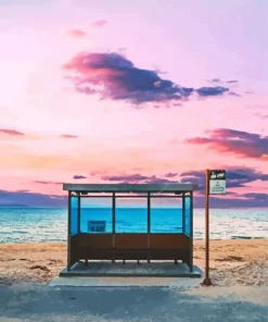 Korea Bus Stop At Sunset Diamond Painting