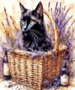 Lavender And Black Kitty Diamond Painting