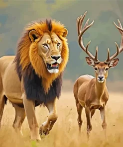 Lion And Deer Diamond Painting