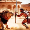 Lion And Gladiator Diamond Painting