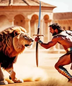 Lion And Gladiator Diamond Painting