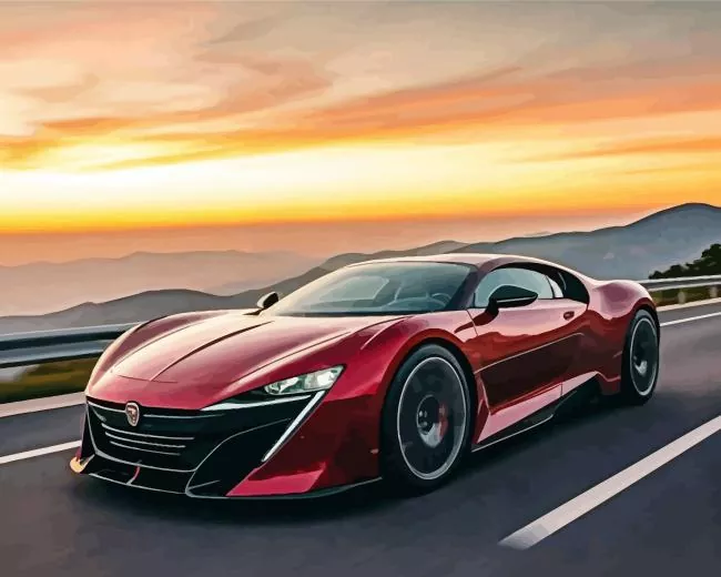 red bugatti Diamond By Numbers Red Bugatti Diamond Painting