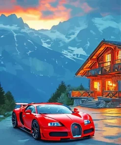 Red Bugatti Veyron Diamond Painting