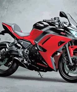 Red Kawasaki Motorcycle Diamond Painting