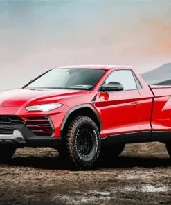 Red Lamborghini Truck Diamond Painting