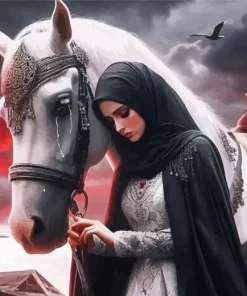 Sad Arab Lady And Horse Diamond Painting