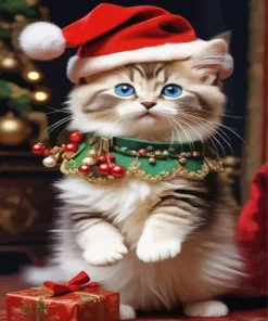 Stylish Funny Christmas Cat Diamond Painting