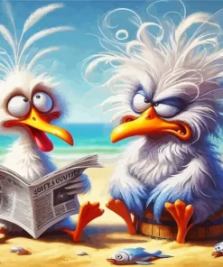 White Funny Birds Diamond Painting