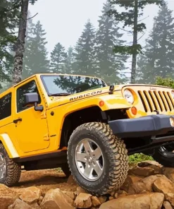 Yellow Jeep Wrangler Car Diamond Painting