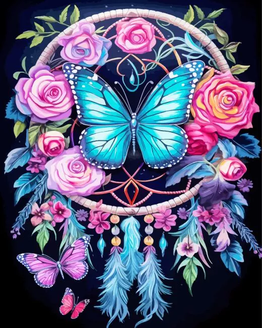 Blue Butterfly Dream Catcher Diamond Paintings Blue Butterfly Dream Catcher Diamond Painting