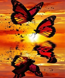 Butterflies At Sunset Diamond Painting