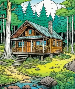 Cabin In The Forest Diamond Painting