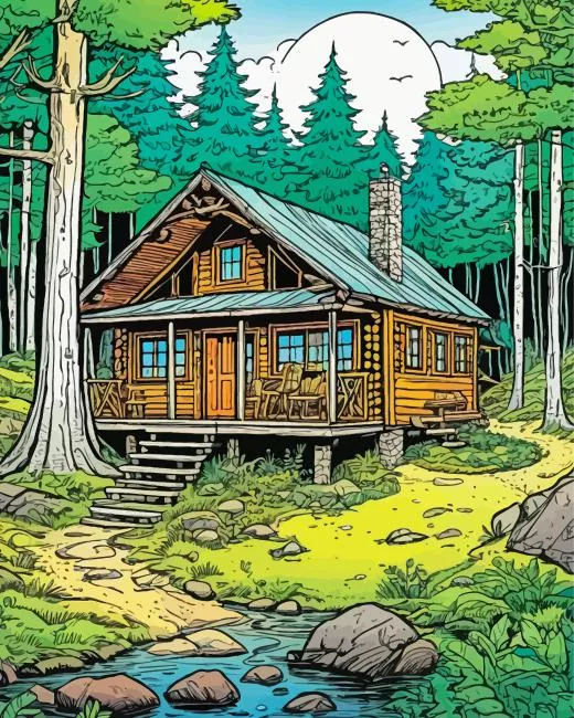 Cabin In The Forest Diamond By Numbers Cabin In The Forest Diamond Painting