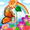 Cartoon Butterfly In A Field Diamond Painting